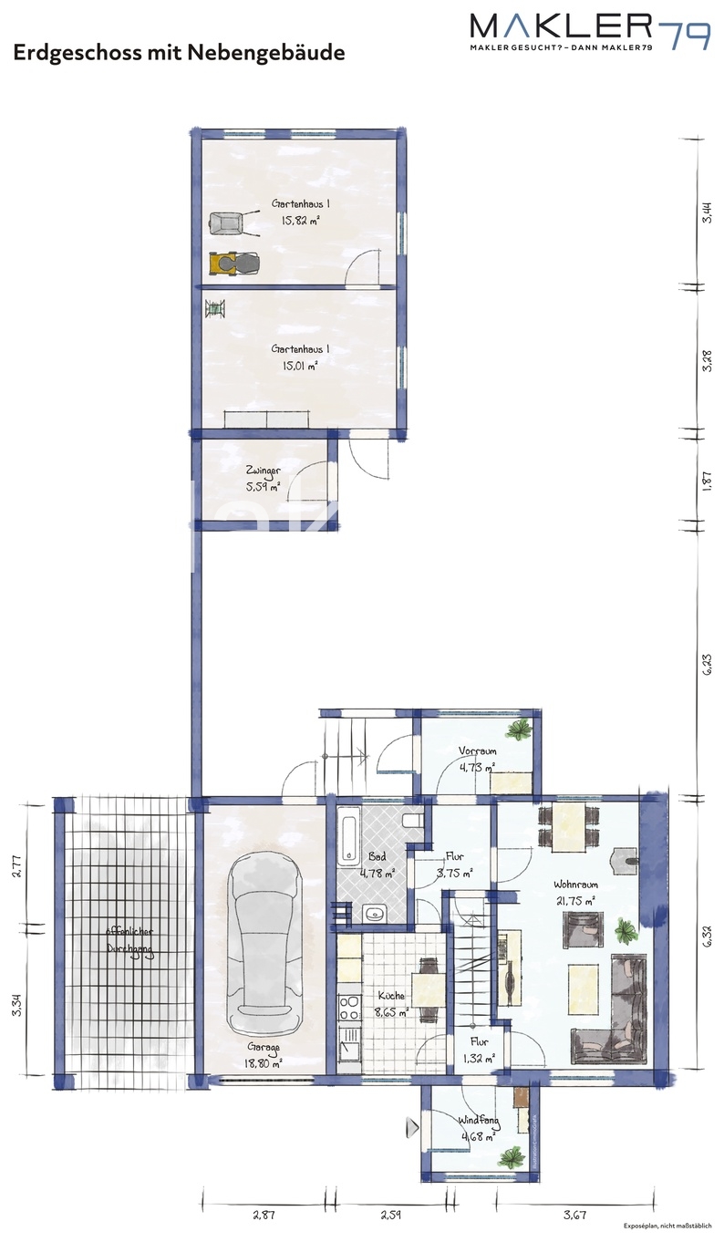 Grundriss Erdgeschoss Reihenmittelhaus B�ddenstedt / Offleben