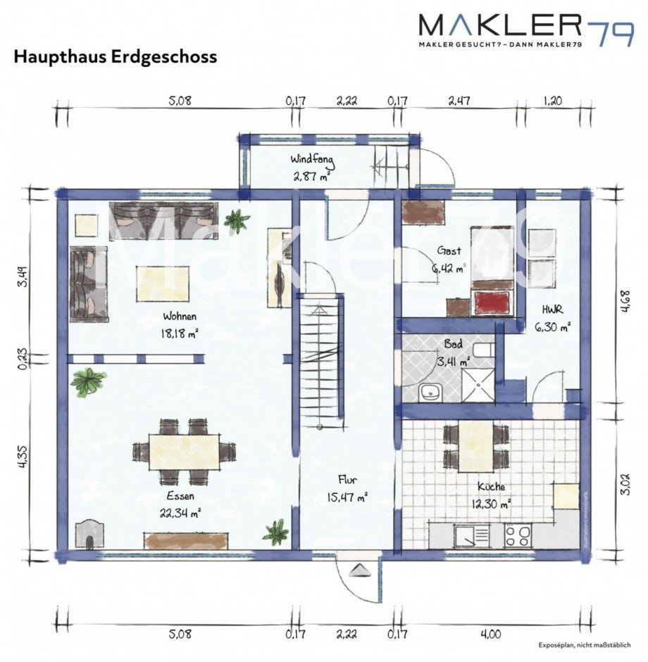 Grundriss Hauptgeb�ude EG Haus Frellstedt