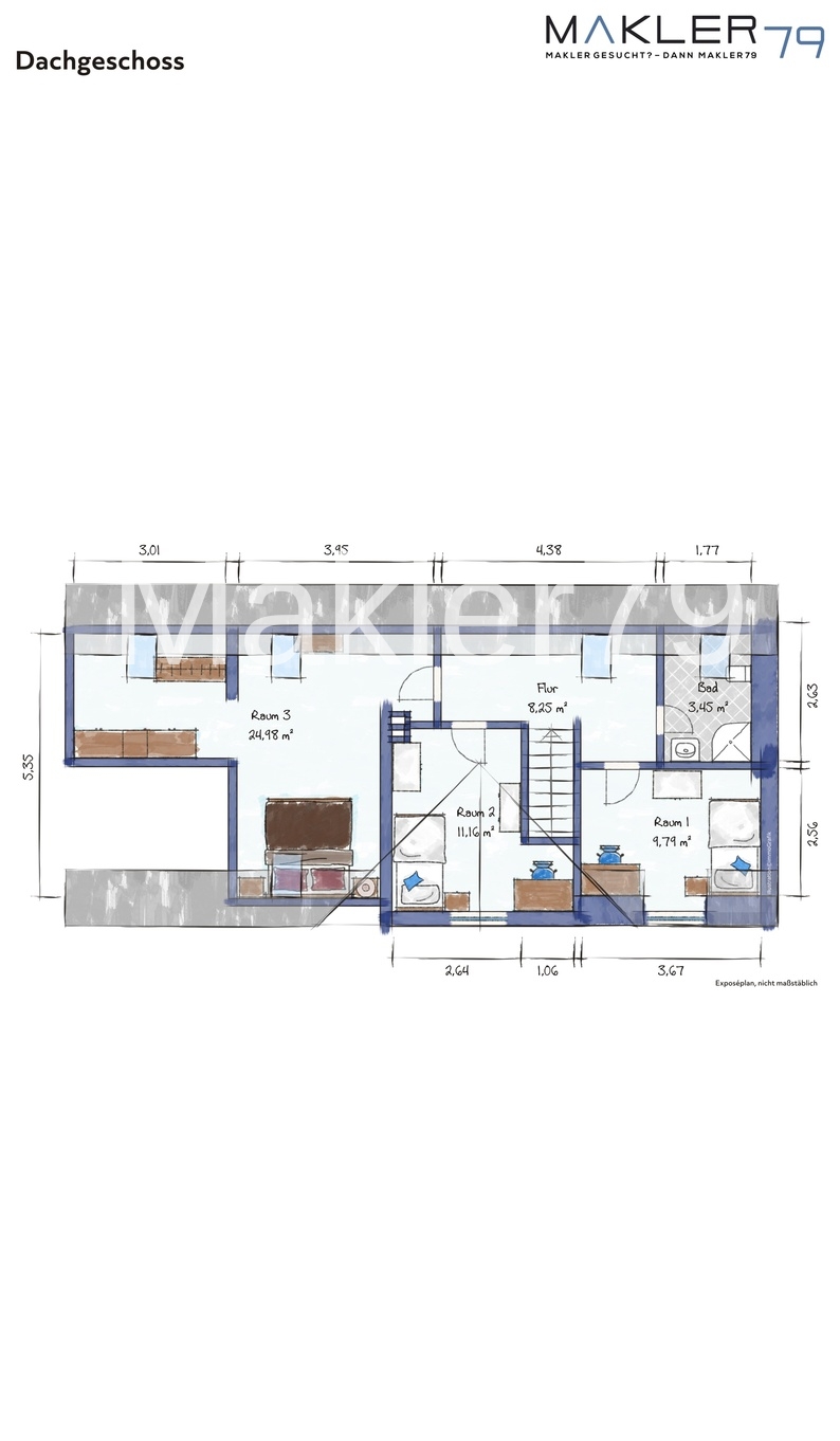 Grundriss Dachgeschoss Reihenmittelhaus B�ddenstedt / Offleben