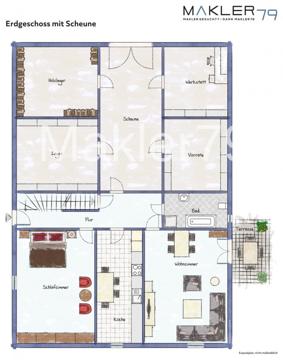Grundriss EG Bauernhaus Buchhorst / St�tebr�ck